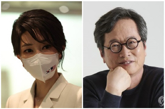 윤석열 대통령 부인 김건희 여사(왼쪽)와 맛 칼럼니스트 황교익씨. <연합뉴스>